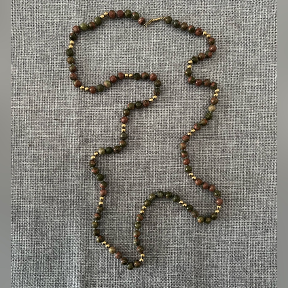 Unakite Beaded Necklace – Genuine Stone | Artisan-style